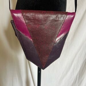 Bold Purple and Pink Crossbody with Angular Lizard Skin Design